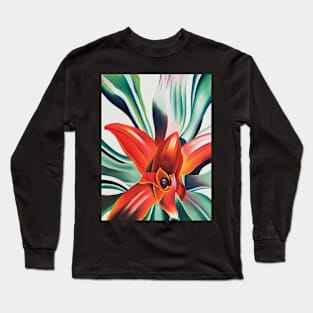 Georgia O'Keeffe - georgia o keeffe red flower green leaves Long Sleeve T-Shirt